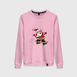 Свитшот хлопковый женский Санта на скейтборде, цвет: светло-розовый