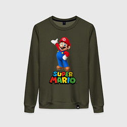 Свитшот хлопковый женский Super Mario, цвет: хаки