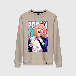 Свитшот хлопковый женский POWER CHAINSAW MAN ANIME, цвет: миндальный