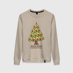 Свитшот хлопковый женский Avocado Christmas Tree, цвет: миндальный