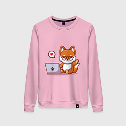 Женский свитшот Cute fox and laptop