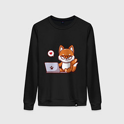 Женский свитшот Cute fox and laptop