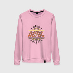 Свитшот хлопковый женский AC DC HIGH VOLTAGE, цвет: светло-розовый