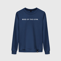 Свитшот хлопковый женский BOSS OF THIS GYM, цвет: тёмно-синий