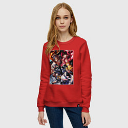 Свитшот хлопковый женский КЛИНОК РАССЕКАЮЩИЙ ДЕМОНОВ, цвет: красный — фото 2