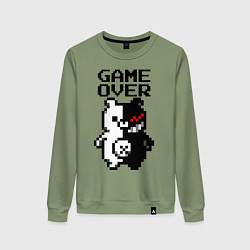 Свитшот хлопковый женский MONOKUMA GAME OVER, цвет: авокадо