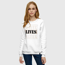 Свитшот хлопковый женский White lives matters, цвет: белый — фото 2