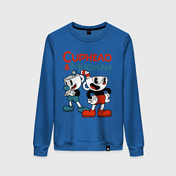 Свитшот хлопковый женский Cuphead & Mugman, цвет: синий