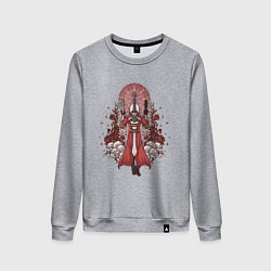 Свитшот хлопковый женский Данте в розах, цвет: меланж