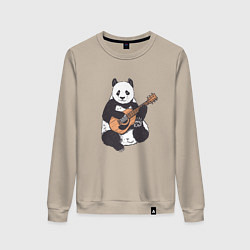 Свитшот хлопковый женский Панда гитарист Panda Guitar, цвет: миндальный