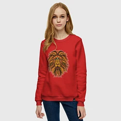 Свитшот хлопковый женский Голова Льва узор Мандала, цвет: красный — фото 2
