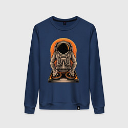 Свитшот хлопковый женский Космонавт диджей - cosmo DJ, цвет: тёмно-синий