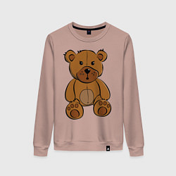 Свитшот хлопковый женский Плюшевый медведь, цвет: пыльно-розовый