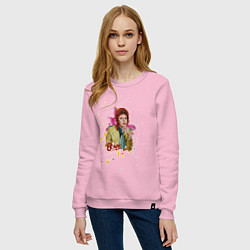 Свитшот хлопковый женский David Bowie Art, цвет: светло-розовый — фото 2