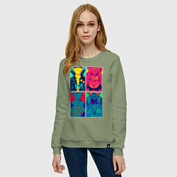 Свитшот хлопковый женский Gurren Lagann posters, цвет: авокадо — фото 2