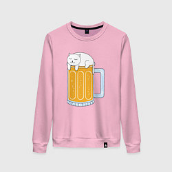 Свитшот хлопковый женский Beer Cat, цвет: светло-розовый