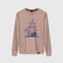 Свитшот хлопковый женский Корабль, цвет: пыльно-розовый