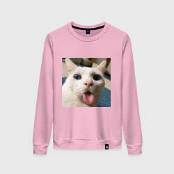 Свитшот хлопковый женский Мем про кота, цвет: светло-розовый