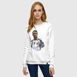 Свитшот хлопковый женский Cristiano Ronaldo Manchester United Portugal, цвет: белый — фото 2