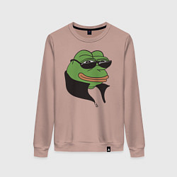 Свитшот хлопковый женский Лягушонок Пепе, цвет: пыльно-розовый