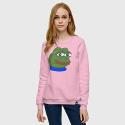 Свитшот хлопковый женский Лягушонок Пепе, цвет: светло-розовый — фото 2