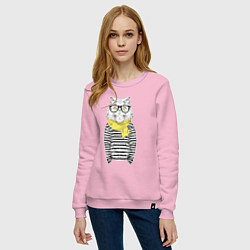 Свитшот хлопковый женский Hipster Cat, цвет: светло-розовый — фото 2