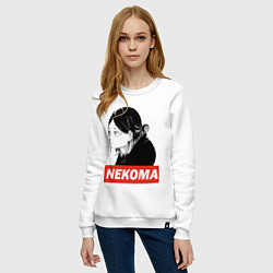 Свитшот хлопковый женский Кенма Некома Волейбол!, цвет: белый — фото 2