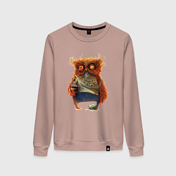 Свитшот хлопковый женский Замученный уставший, цвет: пыльно-розовый