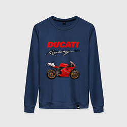 Свитшот хлопковый женский DUCATI ДУКАТИ MOTOSPORT, цвет: тёмно-синий