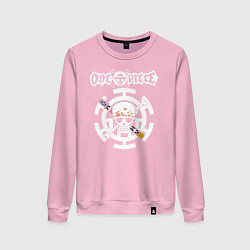 Свитшот хлопковый женский Эмблема Трафальгар Ло One Piece, цвет: светло-розовый