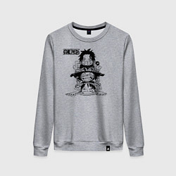 Свитшот хлопковый женский Эйс, Луффи и Сабо - Братство ASL, цвет: меланж