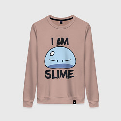 Свитшот хлопковый женский I AM SLIME, Я СЛИЗЬ, цвет: пыльно-розовый