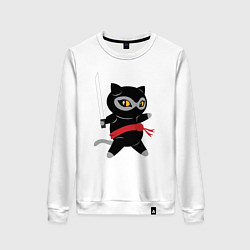Свитшот хлопковый женский Ninja Cat, цвет: белый