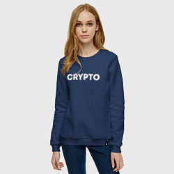 Свитшот хлопковый женский Crypto, цвет: тёмно-синий — фото 2