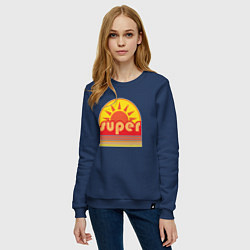 Свитшот хлопковый женский Super Sun, цвет: тёмно-синий — фото 2