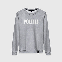 Свитшот хлопковый женский POLIZEI Полиция Надпись Белая, цвет: меланж