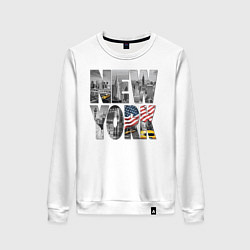 Свитшот хлопковый женский New York, цвет: белый