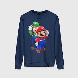 Свитшот хлопковый женский Mario Bros, цвет: тёмно-синий