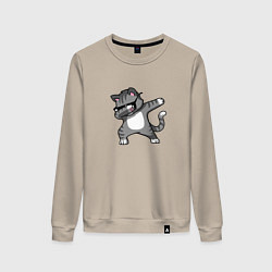 Свитшот хлопковый женский Кот белый животик, цвет: миндальный