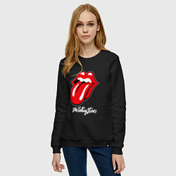 Свитшот хлопковый женский Rolling Stones Роллинг Стоунз, цвет: черный — фото 2