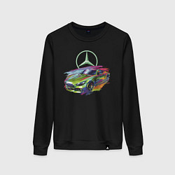 Свитшот хлопковый женский Mercedes V8 Biturbo motorsport - sketch, цвет: черный