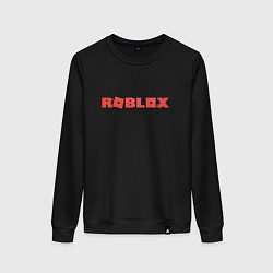 Свитшот хлопковый женский Roblox logo red роблокс логотип красный, цвет: черный