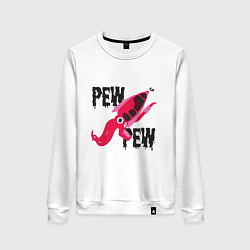 Свитшот хлопковый женский Pew Pew Squid, цвет: белый