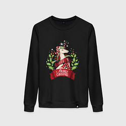 Свитшот хлопковый женский Christmas Unicorn, цвет: черный