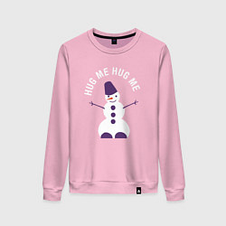 Свитшот хлопковый женский Снеговик 2022, цвет: светло-розовый