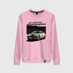 Свитшот хлопковый женский Lamborghini Urus - это очень круто!, цвет: светло-розовый