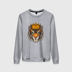 Свитшот хлопковый женский Тигр в короне Tiger in the crown, цвет: меланж