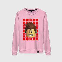 Свитшот хлопковый женский ROBLOX RED LOGO LEGO FACE, цвет: светло-розовый