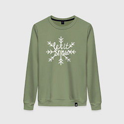Свитшот хлопковый женский Snowflake Let it snow, цвет: авокадо