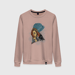 Женский свитшот Индейская девушка с перьями